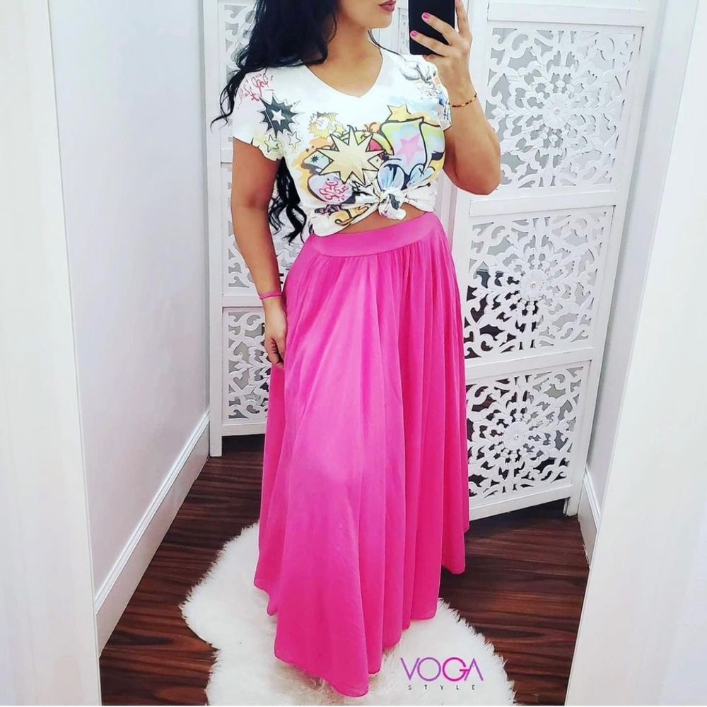 Pink linen skirt
